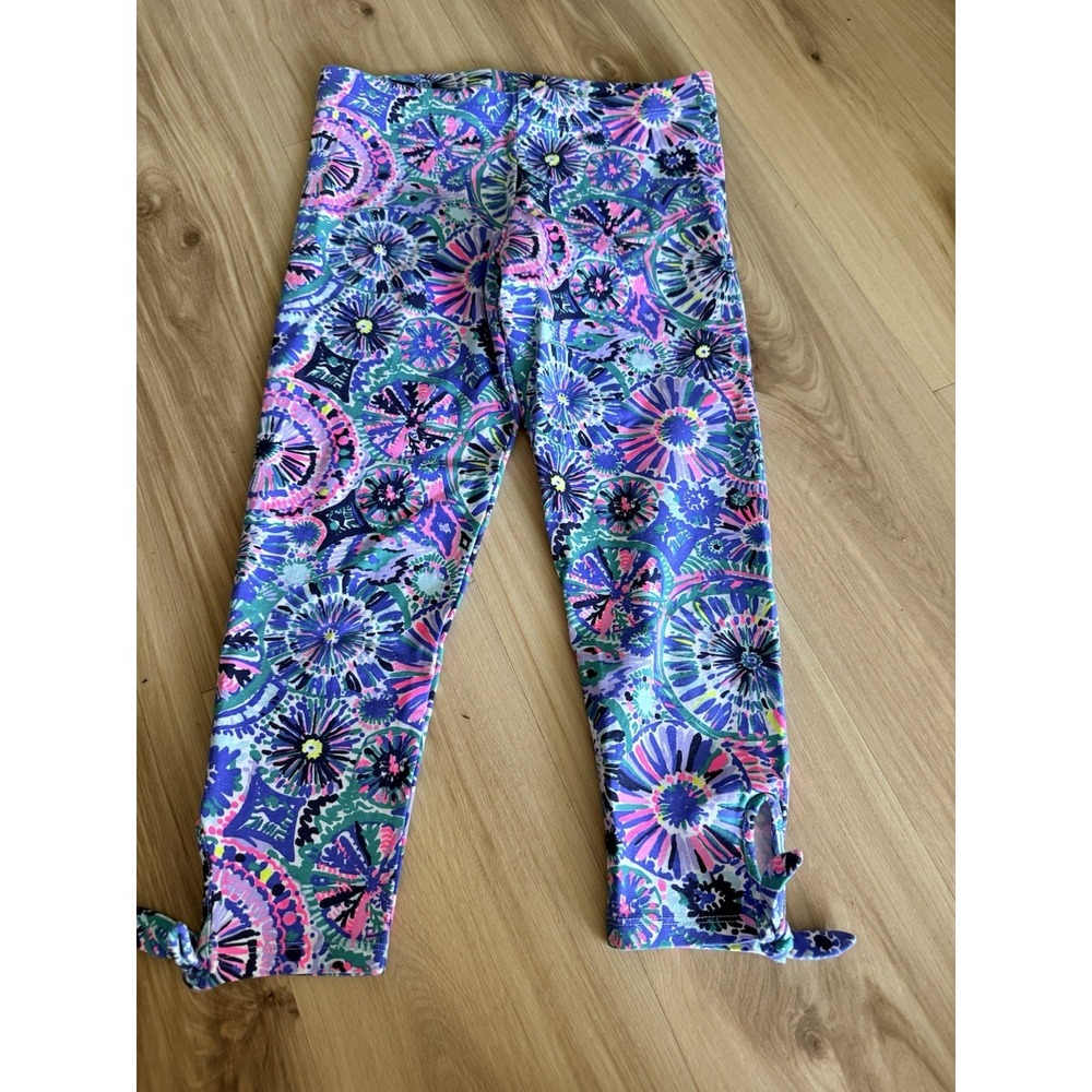 Lilly Pulitzer‎ Capri Leggings Floral Print Tie Hem Activewear Girls Maia XL